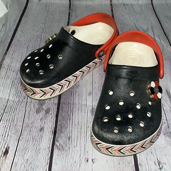 Crocs - navy and orange - size 1 - Picture 1 of 5
